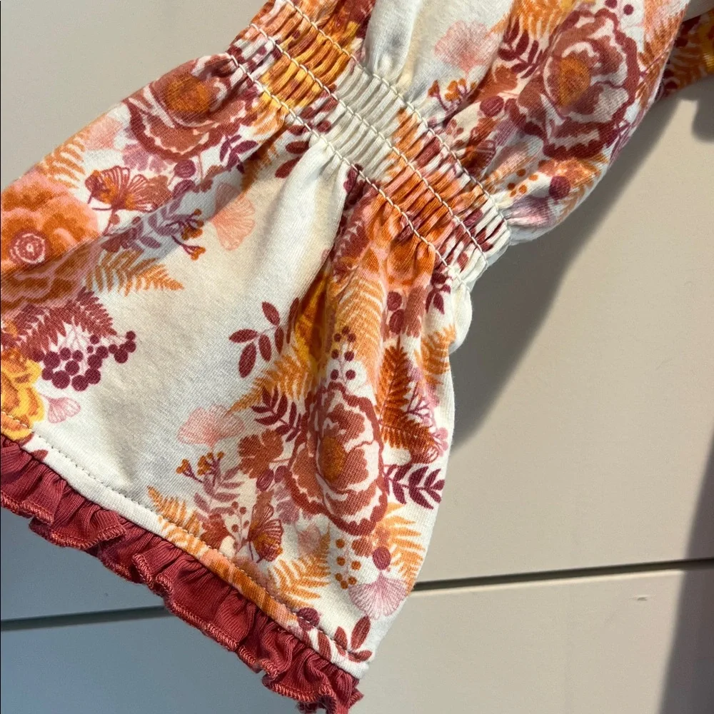 Matilda Jane Just Imagine Cream Top with Rust & orange Floral fall Print